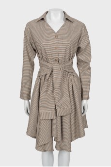 Dress with houndstooth print and buttons