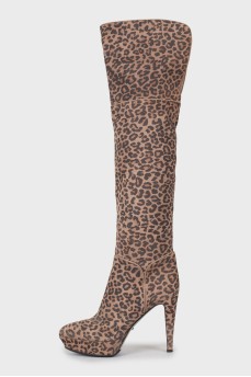 Animal print over the knee boots
