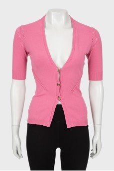 Cardigan with short sleeves and perforation