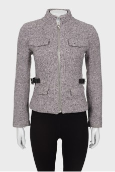 Tweed jacket with zipper