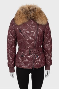 Cropped down jacket with fur