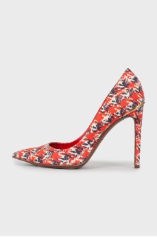 Red printed shoes