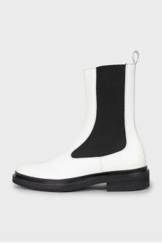 White leather Chelsea boots