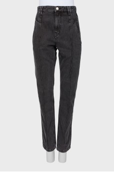 Dark gray jeans with raised seams