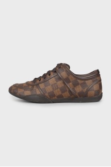 Checked leather sneakers