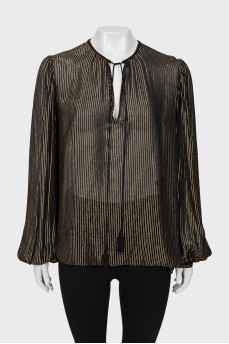Silk blouse with golden stripes