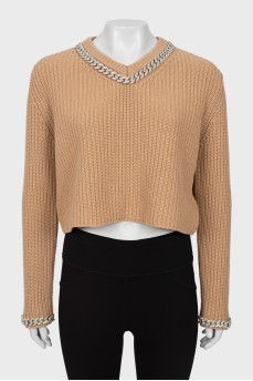 Cropped sweater with decor