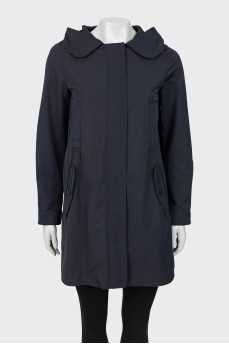 Dark blue loose-fitting raincoat