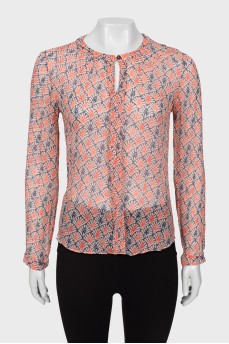 Translucent blouse with print