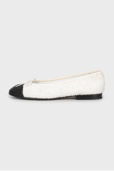 Black and white ballet flats