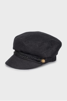 Black beret with visor