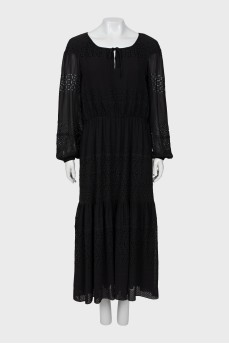 Black maxi dress with perforations