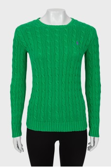 Green sweater with embroidered logo