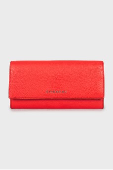Red wallet with logo