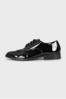 Men's patent leather lace-up shoes