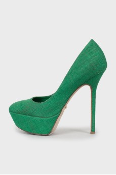 Green textile shoes