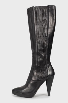 Draped leather boots