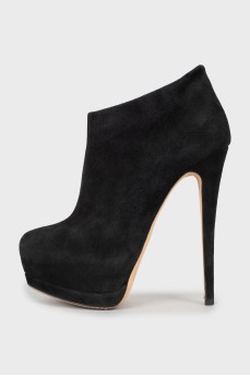 High-heeled suede ankle boots