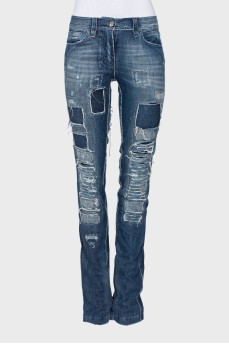 Low-rise jeans with ripped effect  