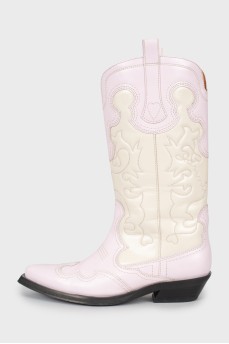 Patterned leather boots