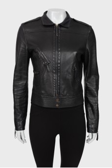 Leather jacket with pockets
