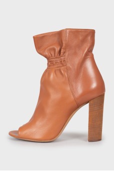Open toe draped ankle boots