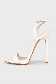 White patent leather sandals