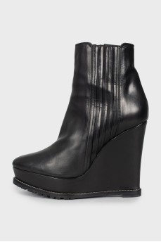 Black wedge ankle boots