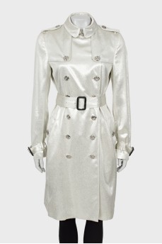 Silver trench coat with buttons