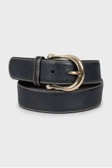 Navy blue belt with signature embossing