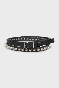 Leather belt decorated with studs