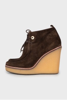 Brown wedge ankle boots