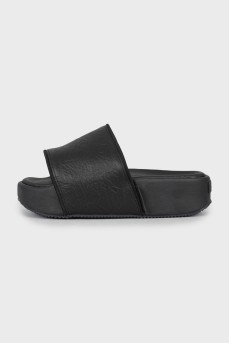 Leather slides with chunky soles