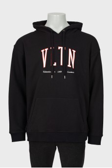 Men's black hoodie with brand logo