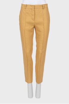 Linen trousers with stitched creases