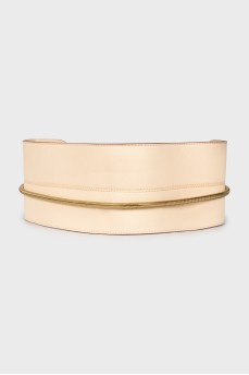 Leather belt with gold-tone hardware