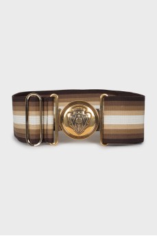 Textile belt with gold buckle