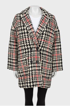 Wool coat with houndstooth print