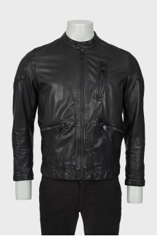 Men's leather jacket in black