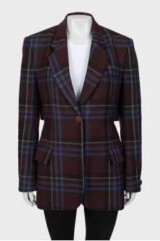 Checkered jacket with a slit at the back