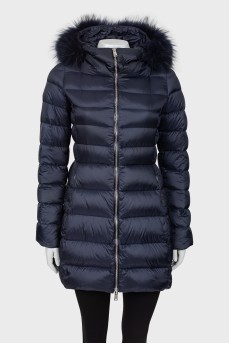 Blue quilted down jacket