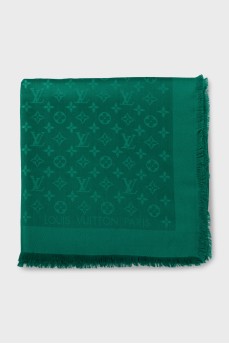 Green wool and silk scarf