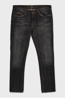 Men's black distressed jeans