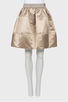 Silk skirt with raised seams