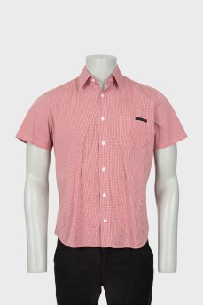 Men's white and red checkered shirt