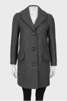 Gray wool coat with pockets