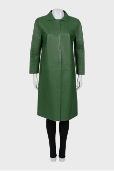 Green leather coat