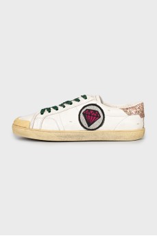 Leather sneakers with patches