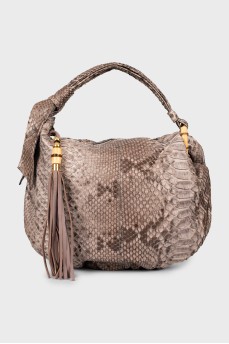 Python leather tote bag