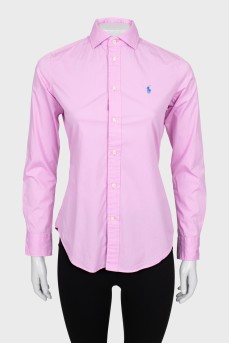 Pink shirt with embroidered logo